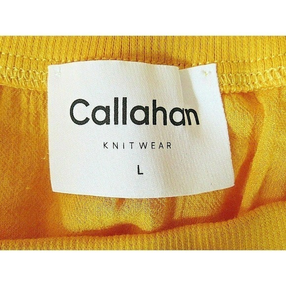 Callahan Size L Gauze Knit Short Sleeve Yellow Top - Picture 5 of 7